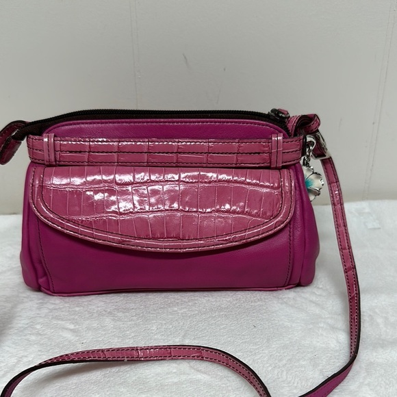 Brighton Beautiful Pink leather crossbody bag with bag charms - Picture 1 of 13
